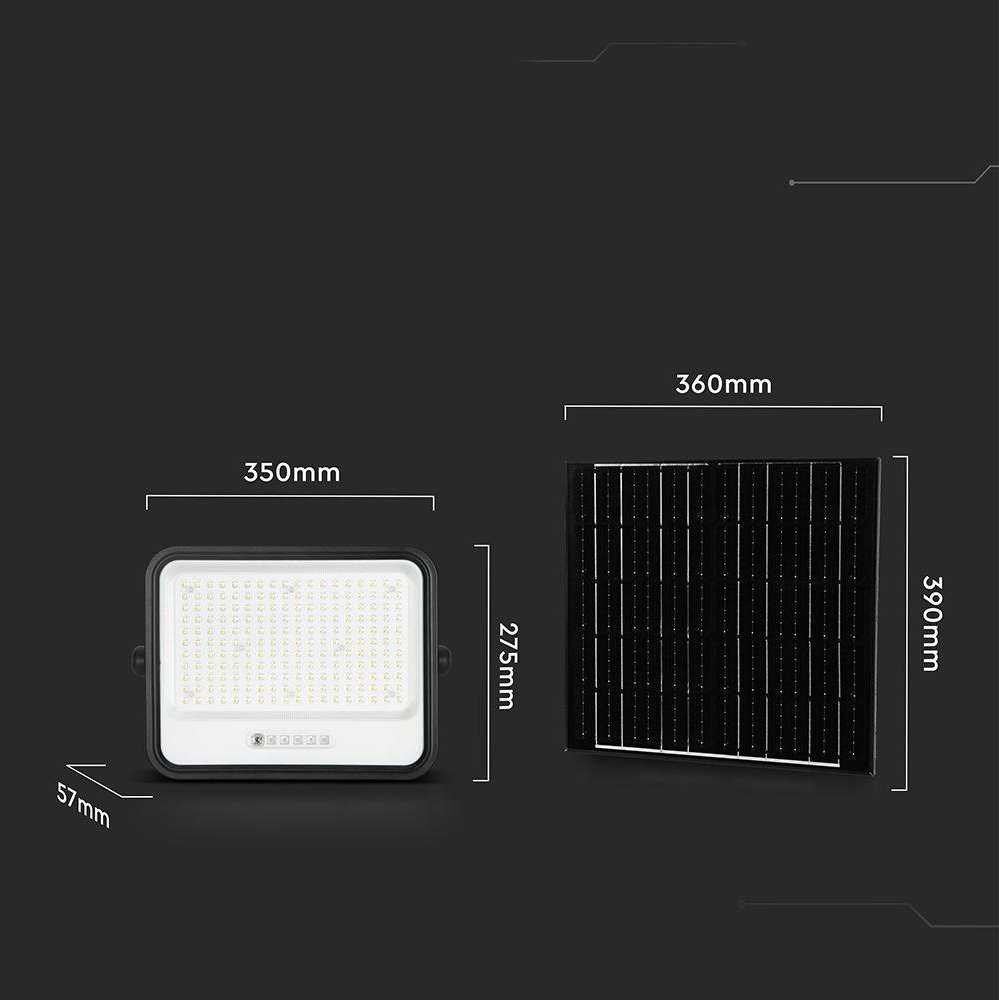 400W LED prožektorius su saulės baterija, juodas, 2000-8000K, dimeriuojamas