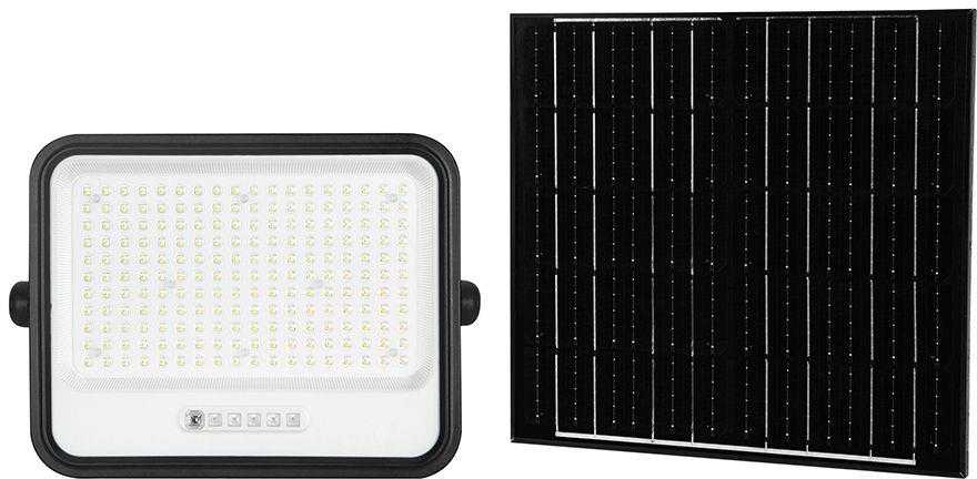 400W LED prožektorius su saulės baterija, juodas, 2000-8000K, dimeriuojamas