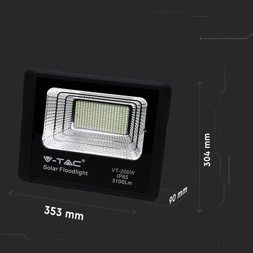 V-tac 40W LED prožektorius su saulės baterija, juodas, 6000K