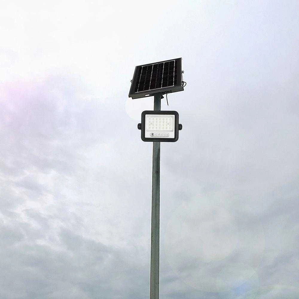 50W LED prožektorius su saulės baterija, juodas, 2000-8000K, dimeriuojamas
