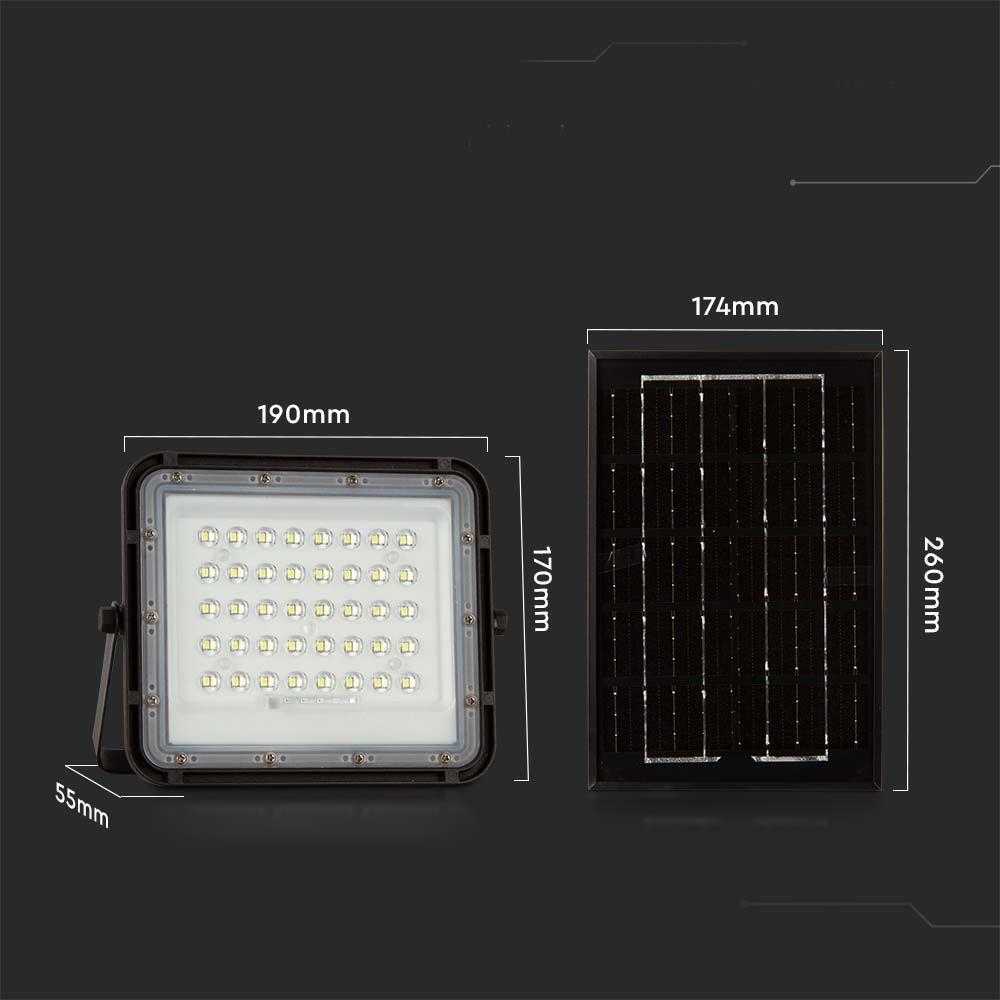 V-tac 6W LED prožektorius su saulės baterija, juodas, 6400K