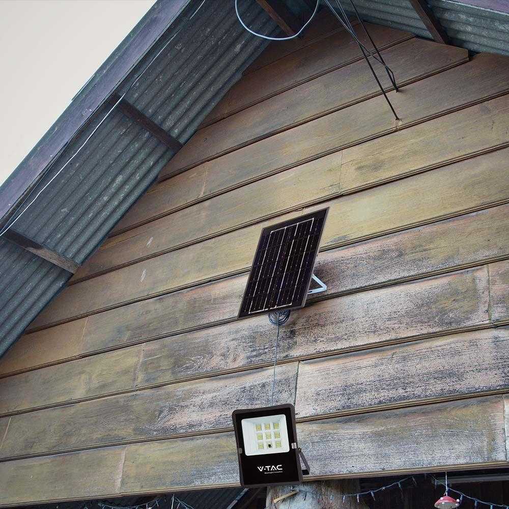 V-tac 6W LED prožektorius su saulės baterija, juodas, 6400K