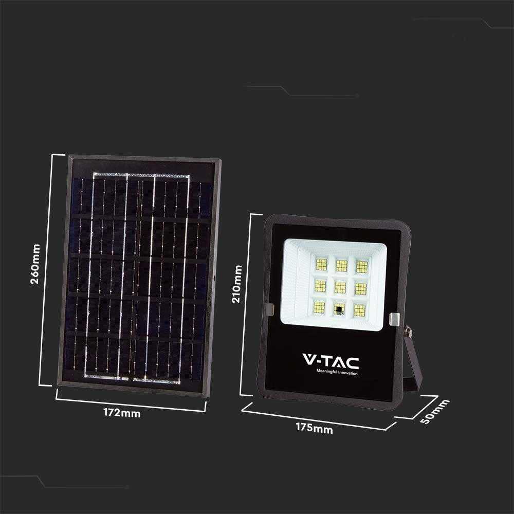 V-tac 6W LED prožektorius su saulės baterija, juodas, 6400K