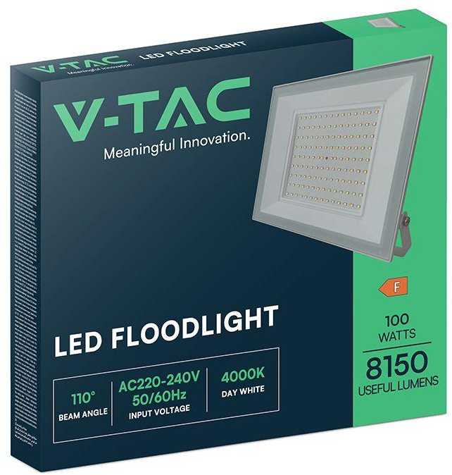 V-tac 100W LED prožektorius, baltas, 6500K