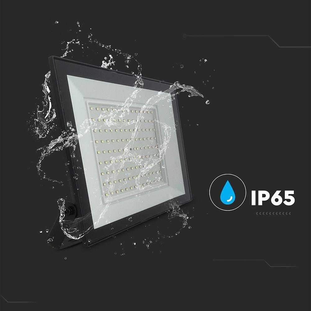 V-tac 100W LED prožektorius, juodas, 3000K