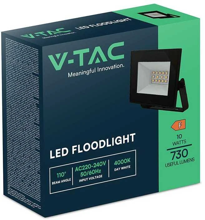 V-tac 10W LED prožektorius, juodas, 4000K