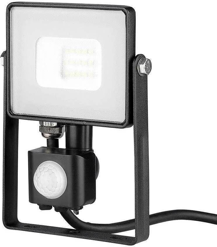 10W LED prožektorius V-TAC, 4000K (natūraliai balta), su judesio davikliu, juodu korpusu, SAMSUNG LED chip