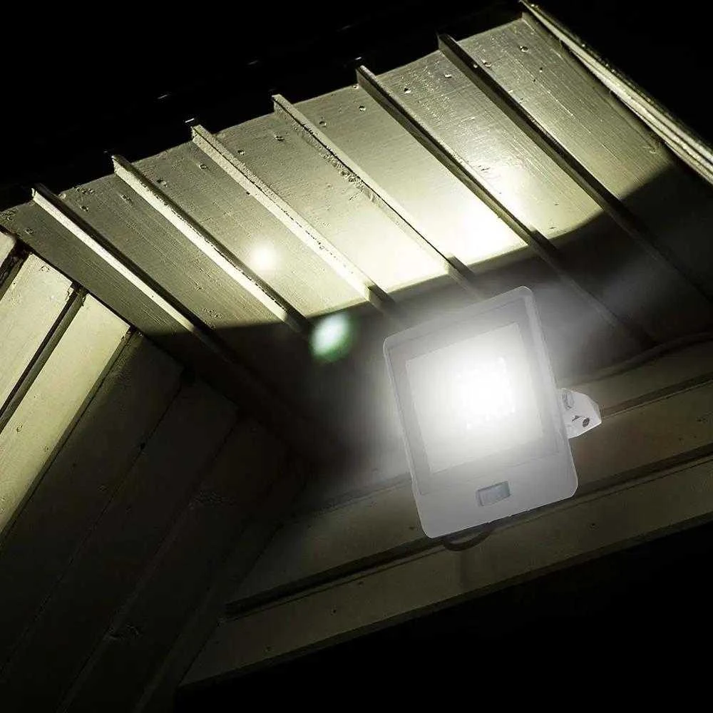 Samsung 10W LED prožektorius V-TAC, baltu korpusu, 4000K, su judesio davikliu