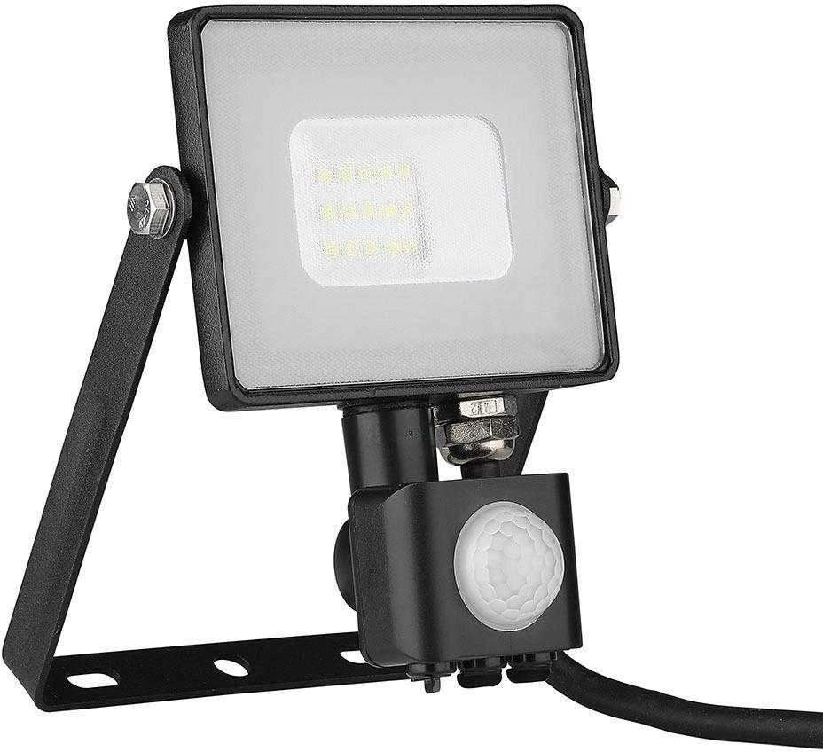 10W LED prožektorius V-TAC, 4000K (natūraliai balta), su judesio davikliu, juodu korpusu, SAMSUNG LED chip