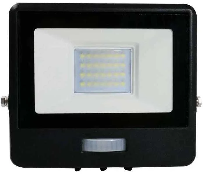 10W LED prožektorius V-TAC, juodu korpusu, 6500K, su judesio davikliu