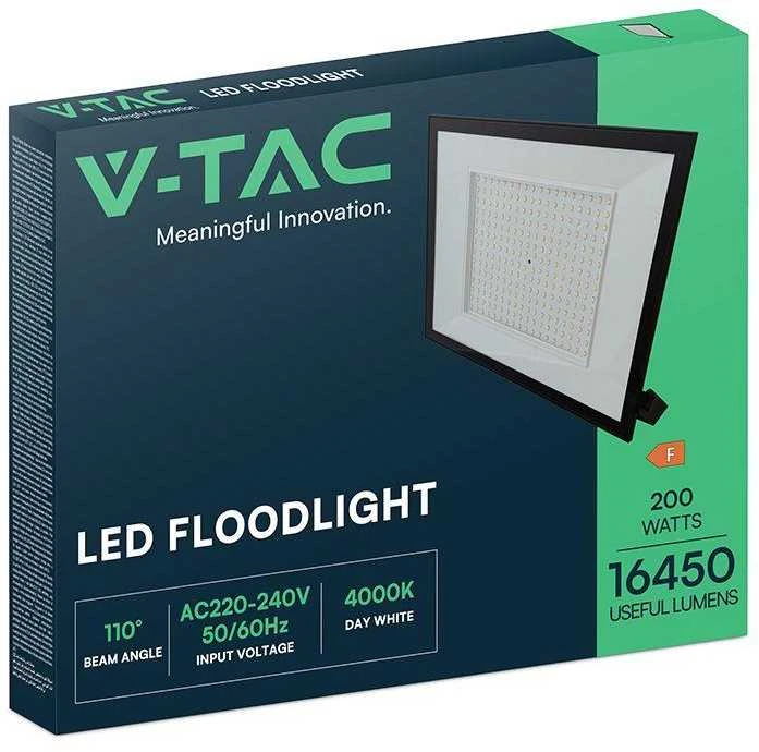 V-tac 200W LED prožektorius, juodas, 6500K