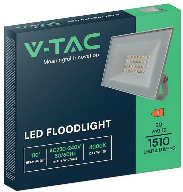 V-tac 20W LED prožektorius, baltas, 6500K