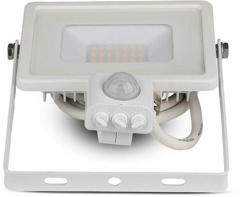 20W LED prožektorius, 3000K, su judesio davikliu, baltu korpusu, SAMSUNG LED chip