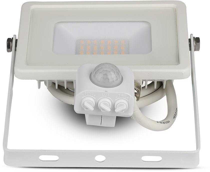 20W LED prožektorius V-TAC, 6400K (šaltai balta),su judesio davikliu, baltu korpusu, SAMSUNG LED chip