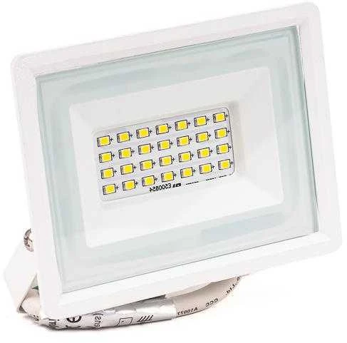 V-tac 20W LED prožektorius, baltu korpusu, 6400K, su maitinimo šaltiniu