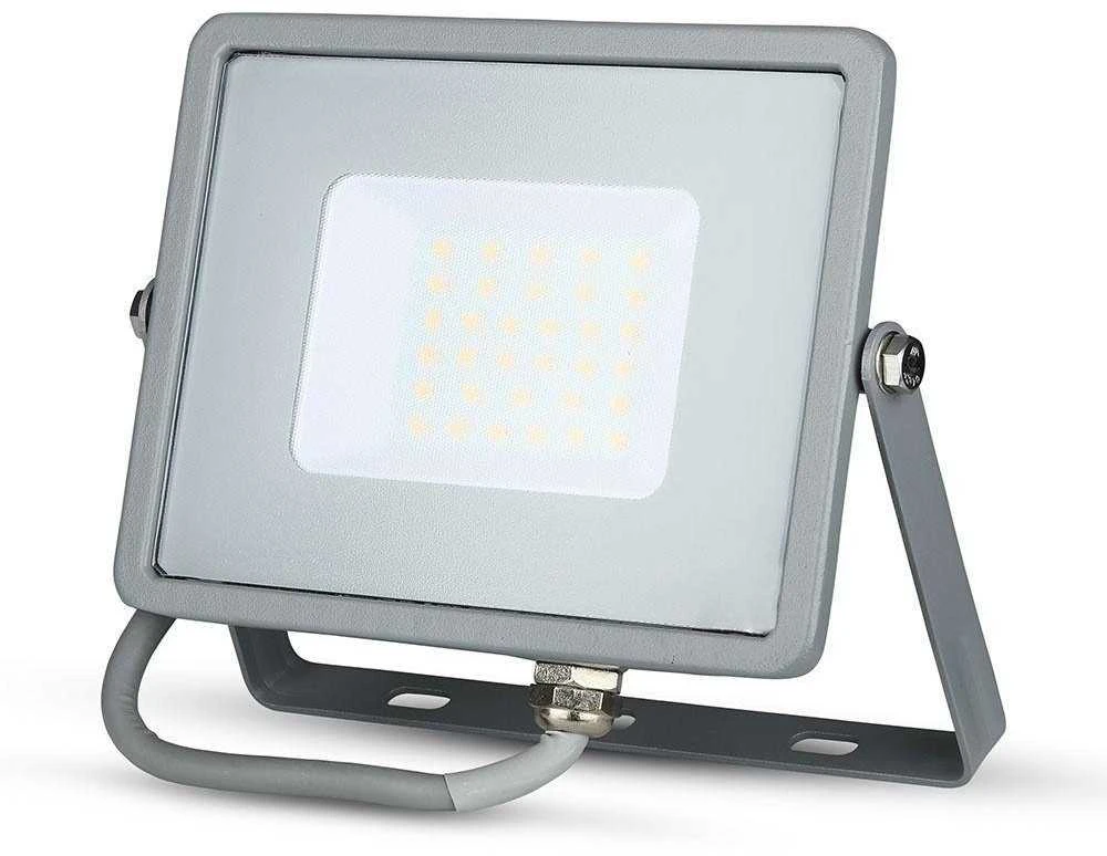 30W LED prožektorius V-TAC, 6400K (šaltai balta), pilku korpusu, SAMSUNG LED chip