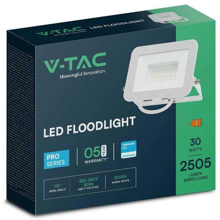 30W LED prožektorius PRO-S, baltas, 6500K, SAMSUNG CHIP