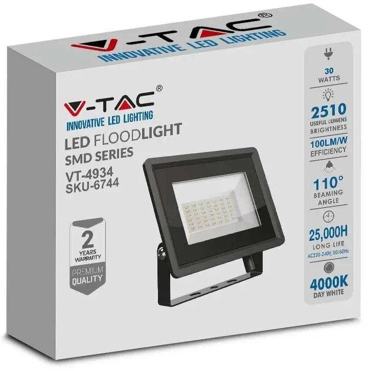 V-tac 30W LED prožektorius, juodu korpusu, 4000K