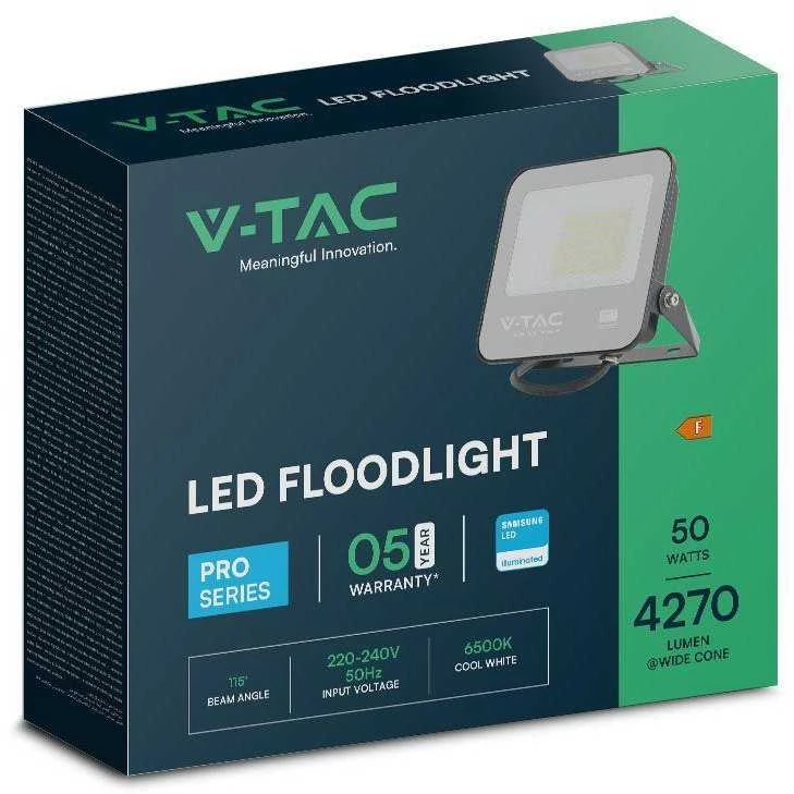 50W LED prožektorius, juodu korpusu, 6500K, SAMSUNG LED chip