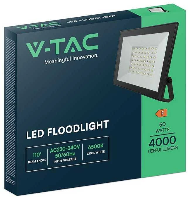 V-tac 50W LED prožektorius, juodas, 4000K