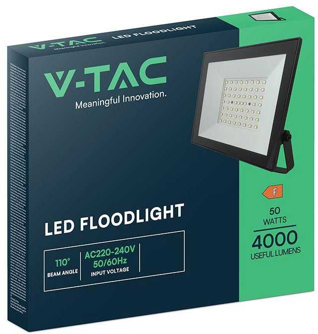 50W LED prožektorius, juodas, 3000K