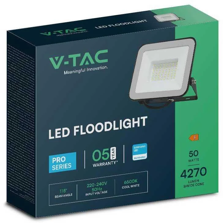 50W LED prožektorius, juodas, 4000K, SAMSUNG CHIP