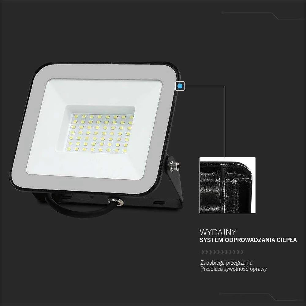 50W LED prožektorius, juodas, 4000K, SAMSUNG CHIP