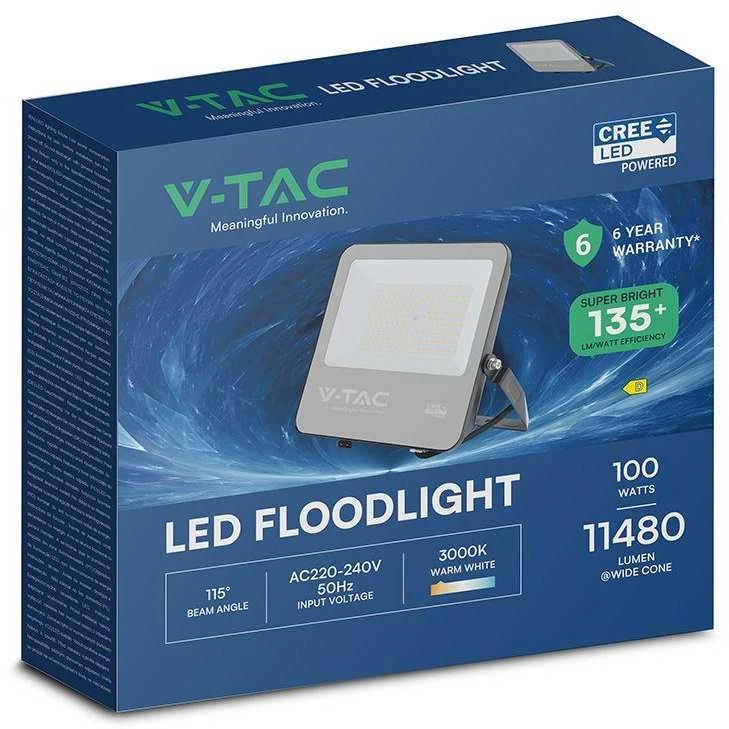 V-tac 100W LED prožektorius, juodu korpusu, 6500K, CREE LED chip