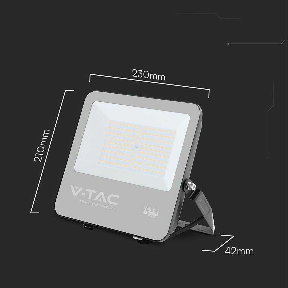 V-tac 100W LED prožektorius, juodu korpusu, 3000K, CREE LED chip