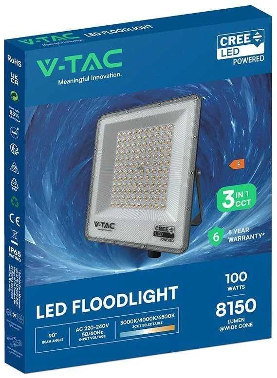 100W LED prožektorius, juodas, 3000/4000/6500K, CREE LED chip