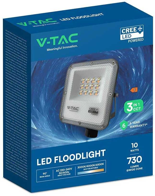 Auriq 10W LED prožektorius, juodas, 3000/4000/6500K, CREE LED chip