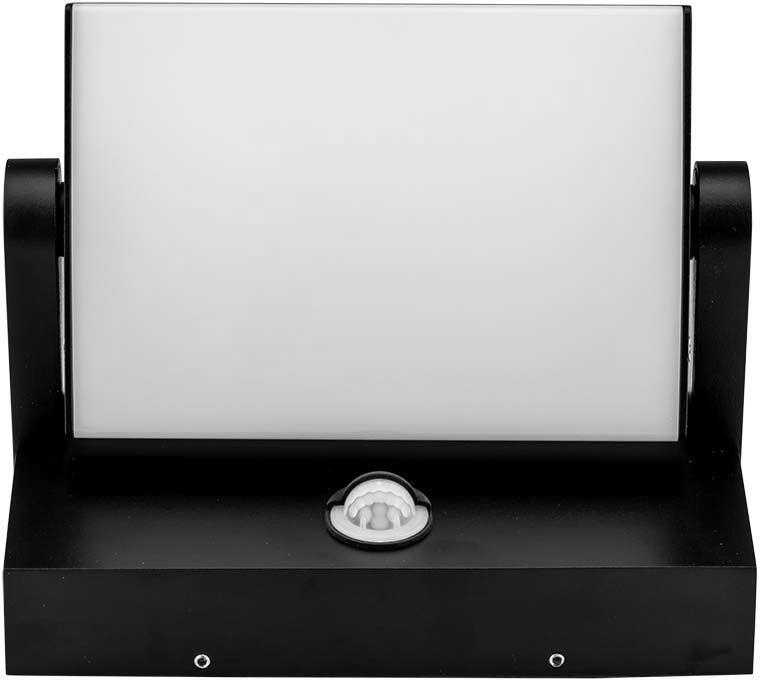Sieninis šviestuvas V-tac 17W LED sieninis lauko šviestuvas, juodas, 4000K, IP65, su judesio davikliu