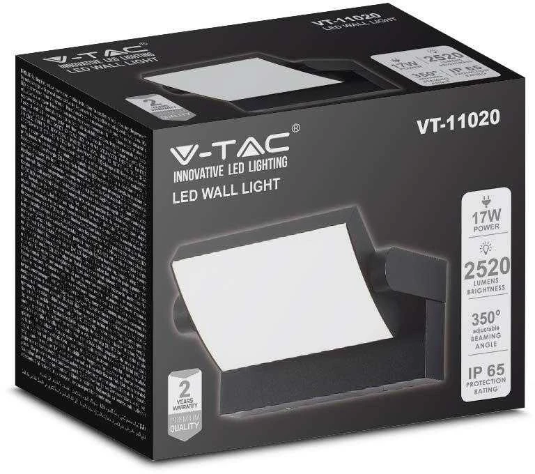 V-tac 17W LED paviršinis lauko šviestuvas, juodas, 3000K