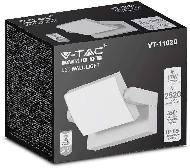 V-tac 17W LED paviršinis lauko šviestuvas, baltas, 3000K