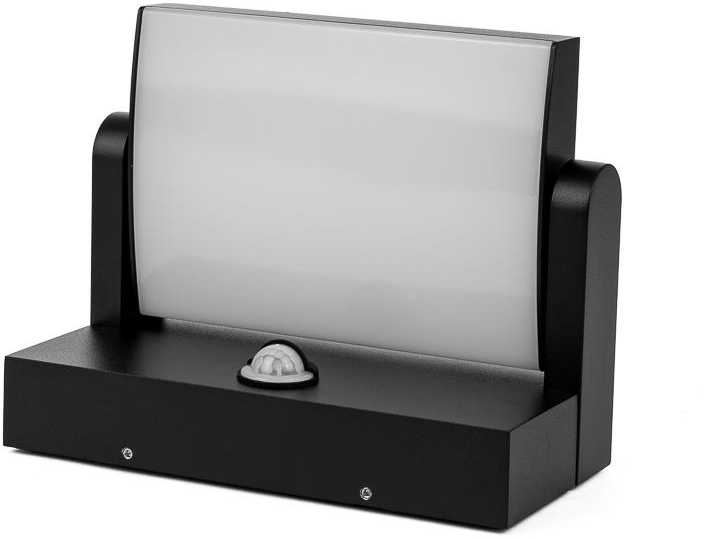 Sieninis šviestuvas V-tac 17W LED sieninis lauko šviestuvas, juodas, 4000K, IP65, su judesio davikliu