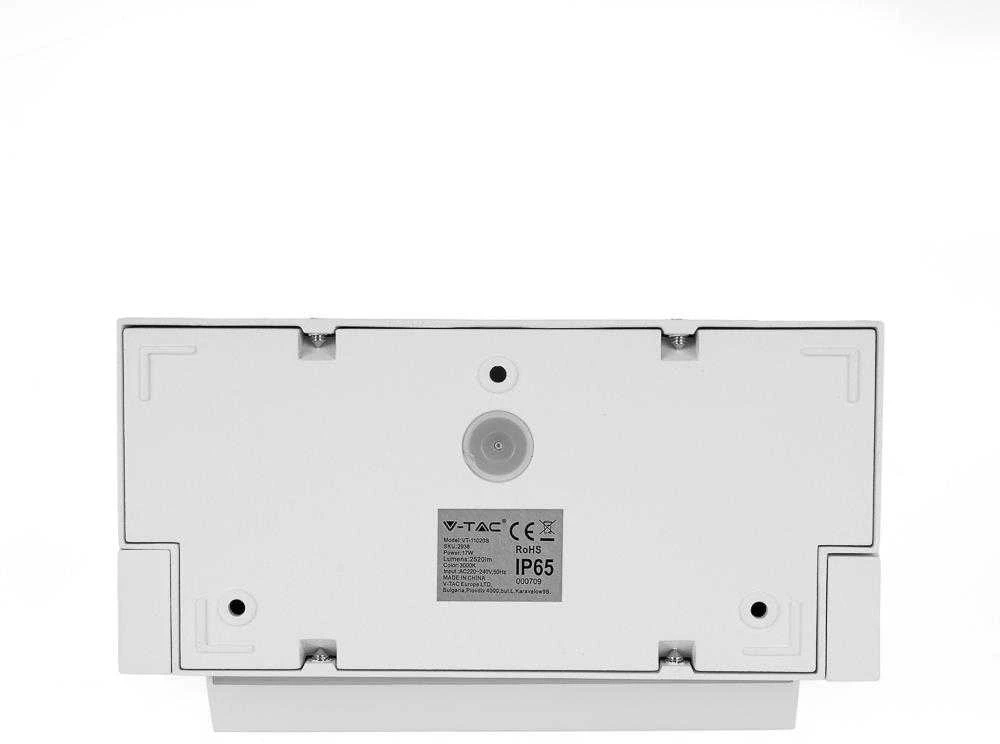 Sieninis šviestuvas V-tac 17W LED sieninis lauko šviestuvas, baltas, 4000K, IP65, su judesio davikliu