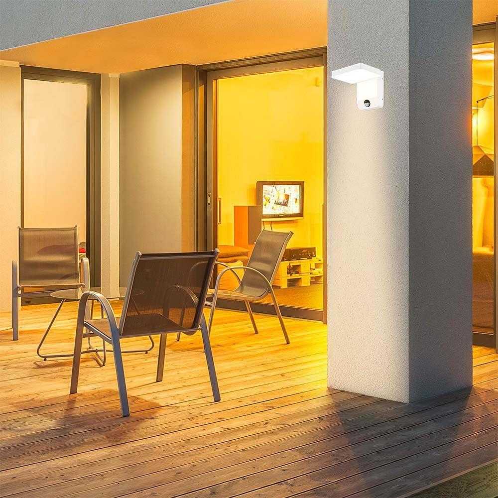 V-tac 17W LED sieninis lauko šviestuvas, baltas, 3000K, IP65, su judesio davikliu