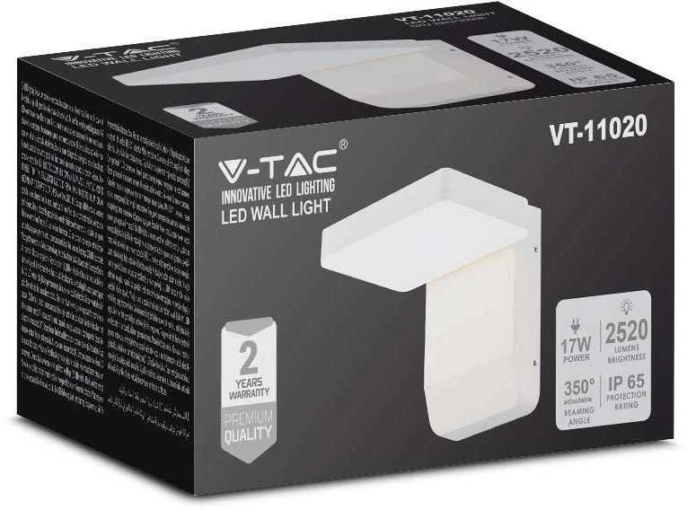 V-tac 17W LED sieninis lauko šviestuvas, baltas, 3000K, IP65