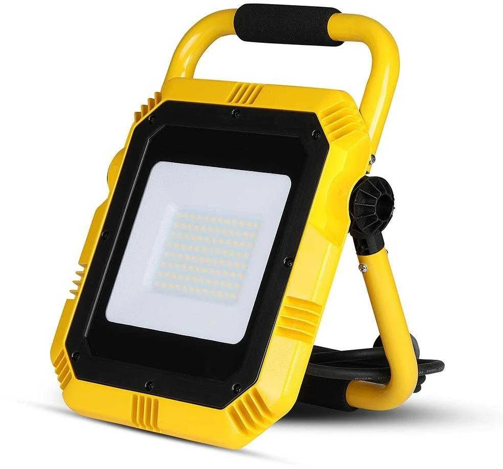 50W LED nešiojamas prožektorius V-TAC, 4000K (natūraliai balta), IP44, SAMSUNG LED chip