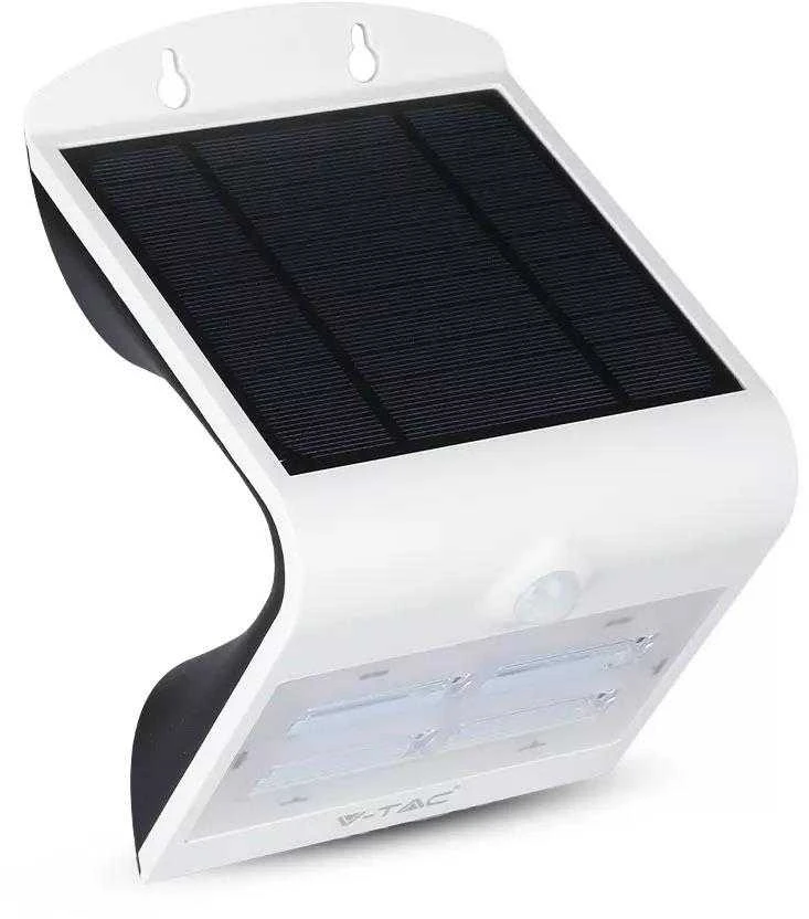 Sieninis šviestuvas V-tac 3W LED sieninis lauko šviestuvas, juodos/baltos sp. korpusu, 3000/4000K, su saulės baterija ir judesio davikliu