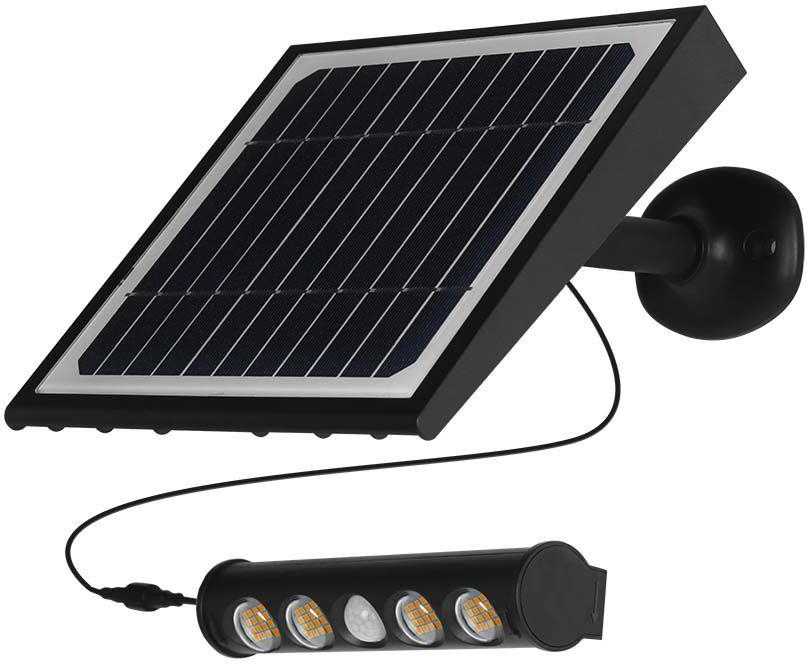 V-tac 8W LED universalus šviestuvas, su saulės baterija ir judesio davikliu, juodas, 6000K