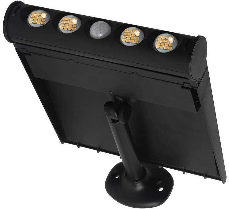V-tac 8W LED universalus šviestuvas, su saulės baterija ir judesio davikliu, juodas, 6000K