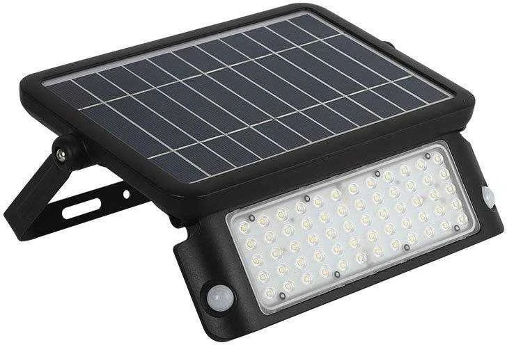 10W LED prožektorius V-TAC, 4000K (natūraliai balta), juodas, su saulės baterija