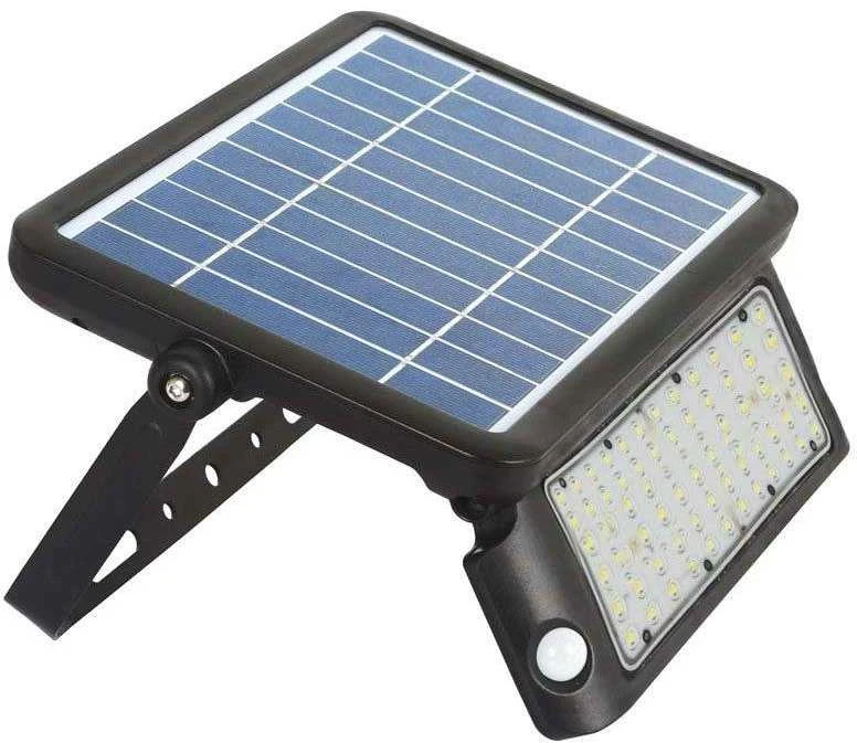 10W LED prožektorius V-TAC, 4000K (natūraliai balta), juodas, su saulės baterija