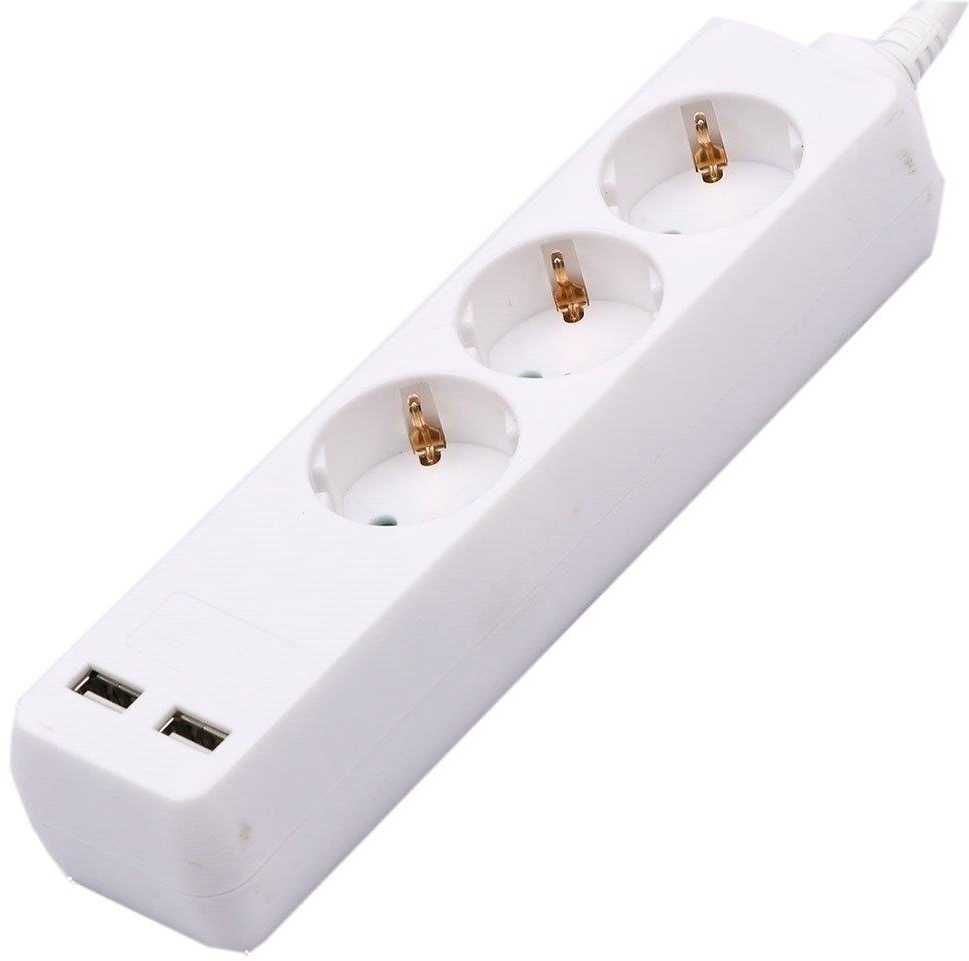 Ilgintuvas 3-vietis V-TAC, 2usb jungtys, 3G1.5MM2 X 1.5M, baltas