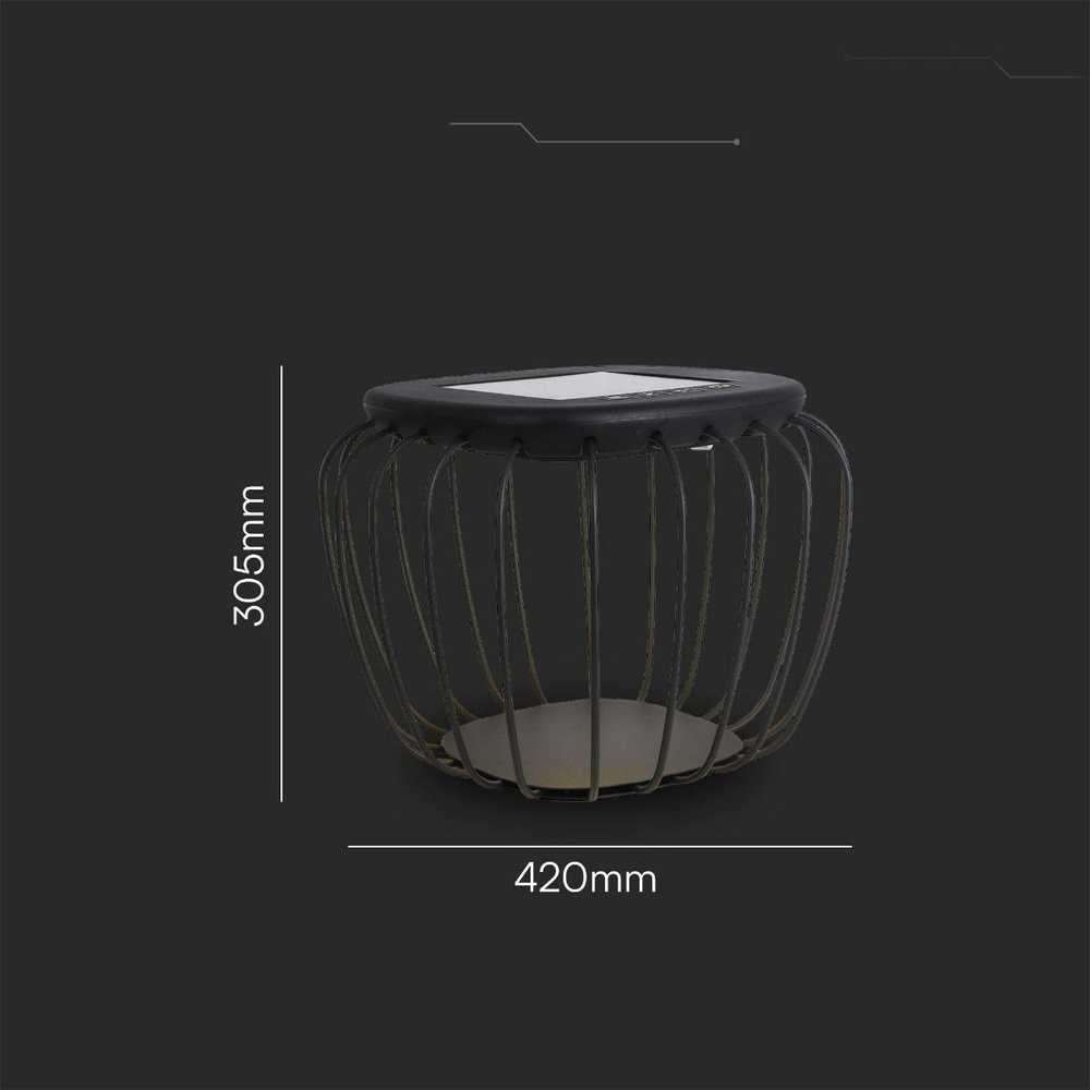 V-tac 1W LED įkraunamas šviestuvas su saulės baterija, juodas, 3000/6000K, IP44, belaidis