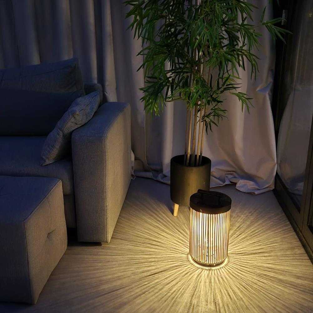 V-tac 2,4W LED įkraunamas lauko šviestuvas su saulės baterija, juodos/medžio sp., 3000K, IP65