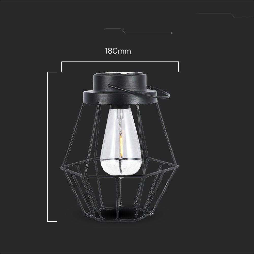 V-tac 0,5W LED įkraunamas šviestuvas su saulės baterija, juodas, 2700K, belaidis