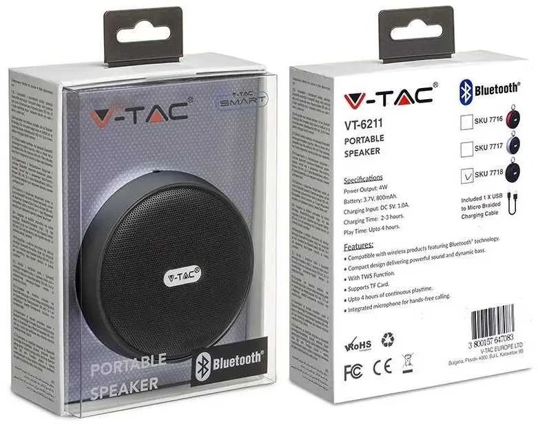V-tac nešiojama kolonėlė, Juoda
