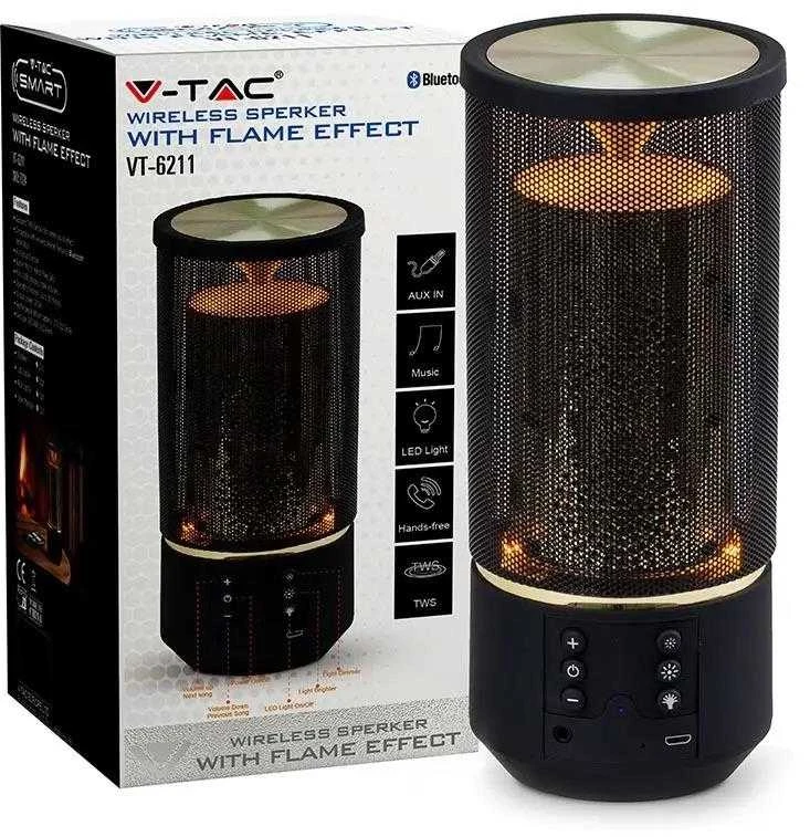 V-tac 2x3W Nešiojamas LED bluetooth garsiakalbis, 1200mah, 88.3x88.3x204mm